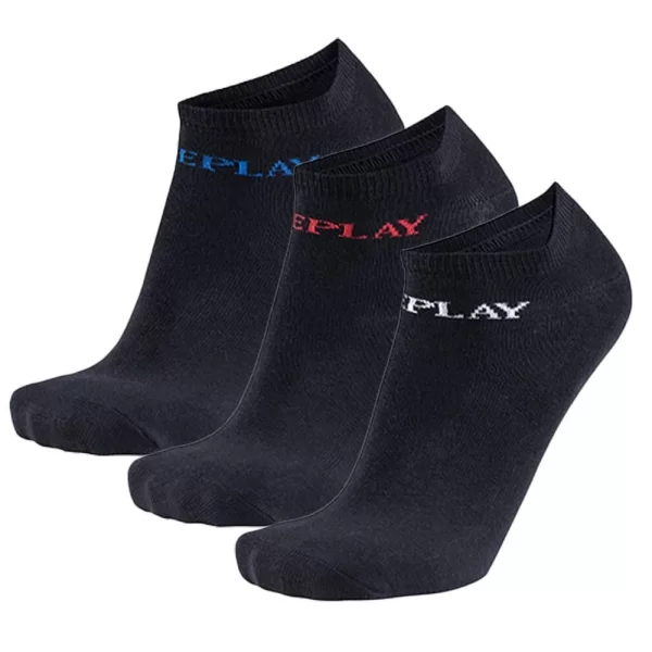 Unisex Κοντές Κάλτσες Replay (3 Pack) Μαύρο