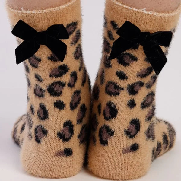 Γυναικείες Κάλτσες Noidinotte Leopard Με Φιόγκο Με Αντιολισθητικό Πάτο Leopard-Μαύρο