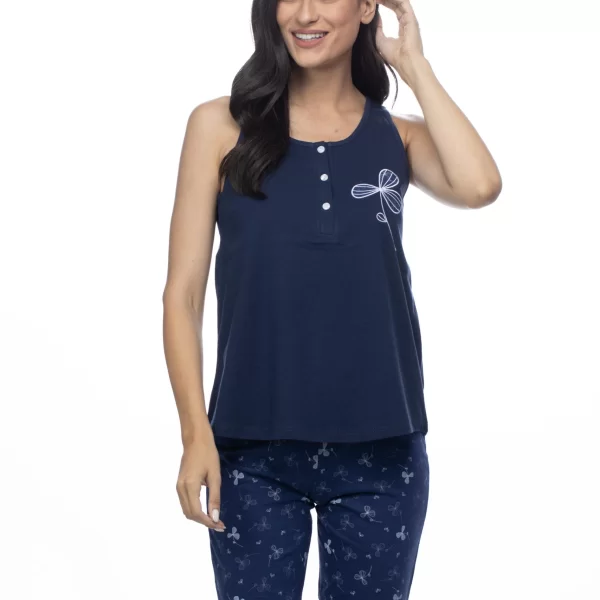 Γυναικεία Πιτζάμα Galaxy Αμάνικη-Plus Size Μπλε