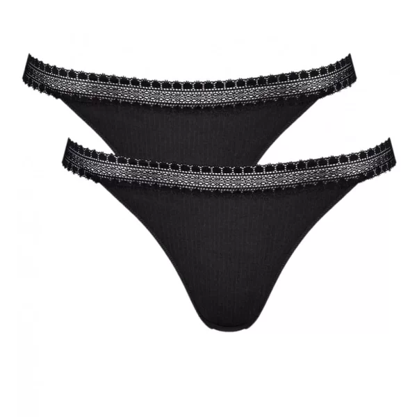 Γυναικείο Σλιπ Sloggi GO Ribbed H Tanga (2 Pack) Μαύρο