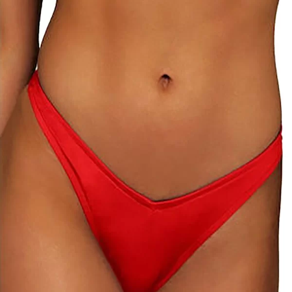 Γυναικείο Μαγιό Bikini Slip Brazil “Solids” Ψηλό με V Κόκκινο