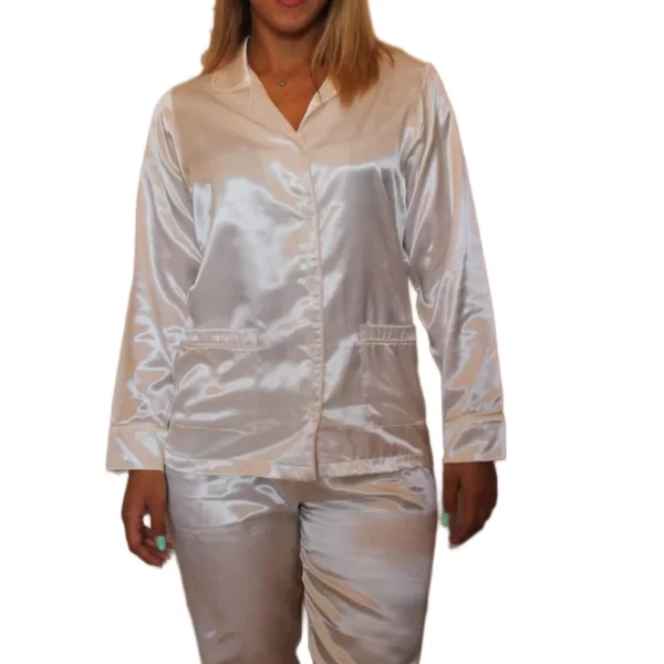 Γυναικεία Πιτζάμα Nouvelle Vogue Σατέν Με Κουμπιά Εκρού