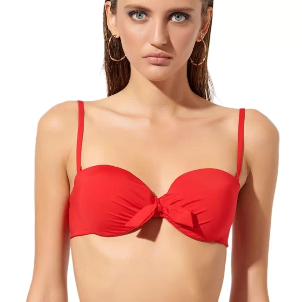 Γυναικείο Μαγιό Bikini Top BLU4U 'Solids' Strapless Με Φιόγκο Κόκκινο
