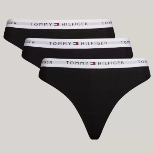 Γυναικεία String Tommy Hilfiger Με Λογότυπο (3Pack) Μαύρο