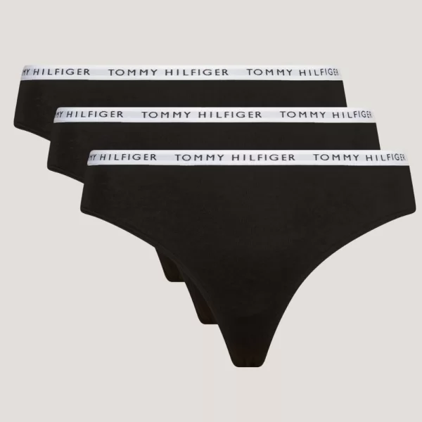 Γυναικεία Εσώρουχα Thong Tommy Hilfiger (3 Pack) Μαύρο