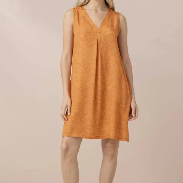 Γυναικείο Φόρεμα Noidinotte Με V Πορτοκαλί