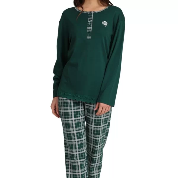 Γυναικεία Πιτζάμα Με Πατιλέτα Καρό Κυπαρισσί