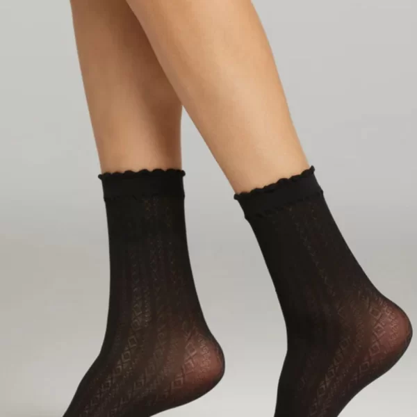 Γυναικείο Καλτσάκι POMPEA Με Γεωμετρικά Σχέδια Μαύρο