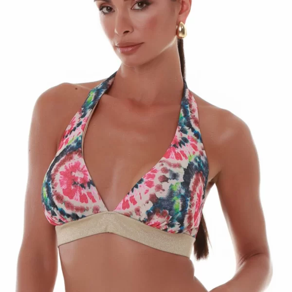 Γυναικείο Μαγιό Bluepoint Bikini Top “Batik” Halter Cup D Χρυσό