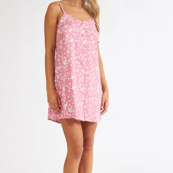 Γυναικείο Νυχτικό Harmony Λεπτή Τιράντα Με Κουμπιά Ροζ