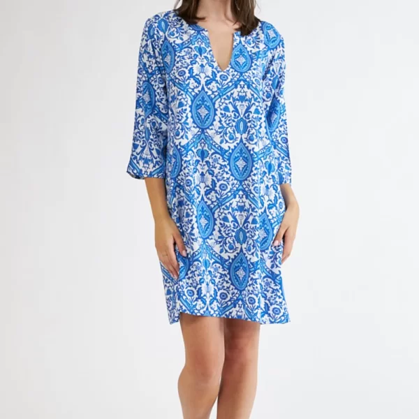 Γυναικείο Φόρεμα Harmony Εμπριμέ Μπλε