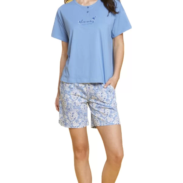 Γυναικεία Πιτζάμα Noidinotte Κοντομάνικη Plus Size Μπλε