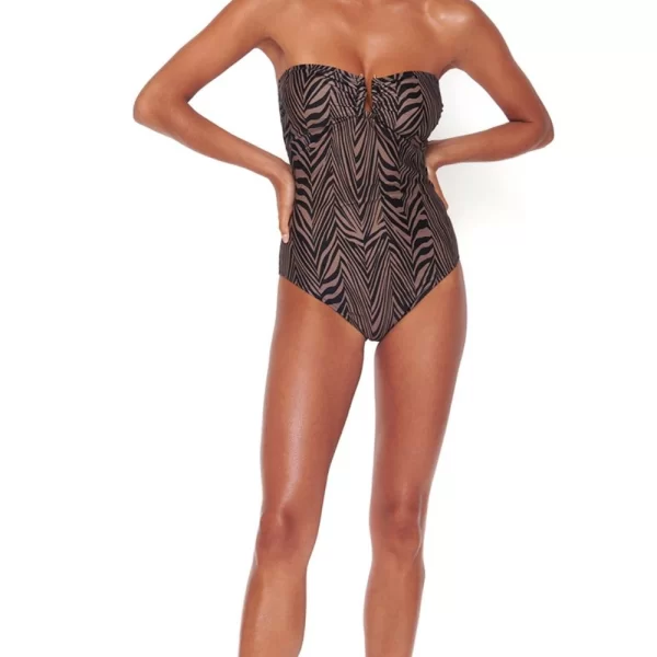 Γυναικείο Μαγιό Ολόσωμο BLU4U “African Queen” Strapless Καφέ