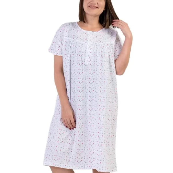 Γυναικείο Νυχτικό Vienetta Εμπριμέ-Plus Size Λευκό