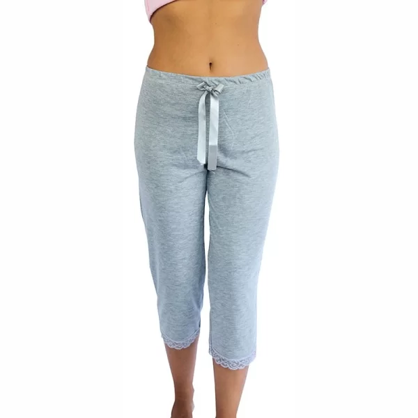 Γυναικείο Παντελόνι Κάπρι GALAXY Με Δαντέλα Ανοιχτό Γκρι