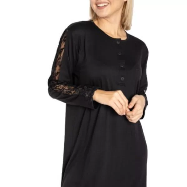 Γυναικείο Νυχτικό Nouvelle Vogue με Δαντέλα Μαύρο