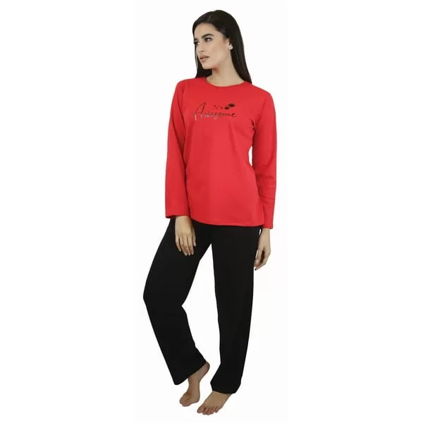 Γυναικεία Πιτζάμα Galaxy 100% Βαμβακερή ''Awesome'' Κόκκινο