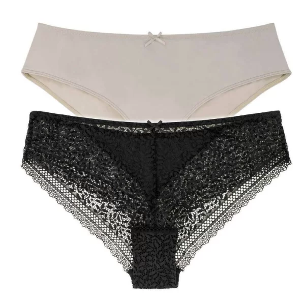 Γυναικείο Σλιπ DORINA Savanna Cheeky Hipster (2 Pack) Λευκό-Μαύρο