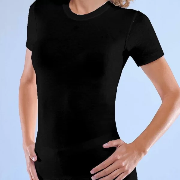 Γυναικείο Φανελάκι Τοπ HELIOS Με Κοντό Μανίκι Εσωθερμικό Μαύρο