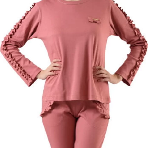 Γυναικεία Πιτζάμα ZEN Με Βολάν Μαύρο