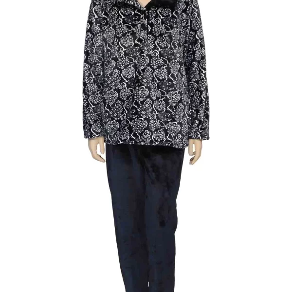 Γυναικεία Πιτζάμα Koyote Fleece Με Πατιλέτα Μαύρο