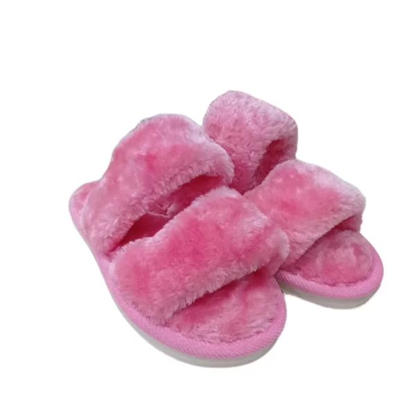 Γυναικείες Παντόφλες Tres Chic Γούνινες Ανοιχτές Μπροστά Φούξια