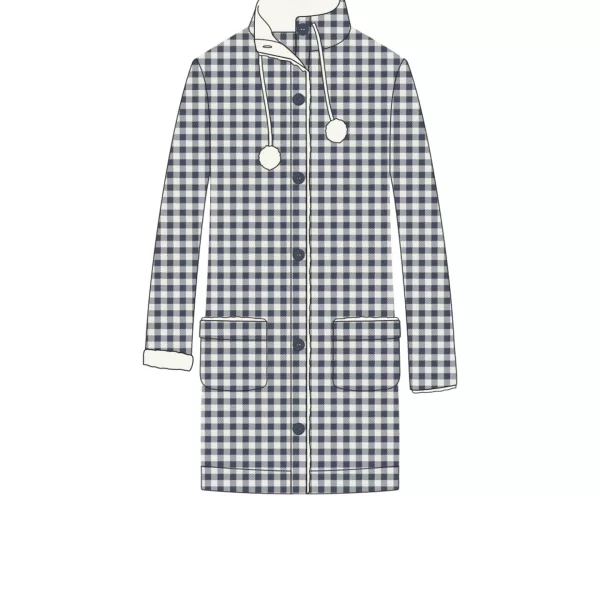 Γυναικεία Ρόμπα Noidinotte Fleece Καρό Με Κουμπιά Μπλε