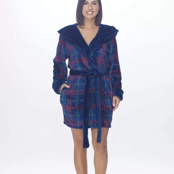 Γυναικεία Ρόμπα Koyote Fleece Καρό Μπλε