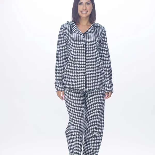 Γυναικεία Πιτζάμα Koyote Με Κουμπιά Λευκό-Μαύρο