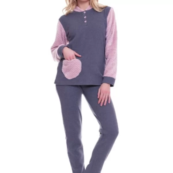 Γυναικεία Πιτζάμα MyPi Fleece Heart Γκρι