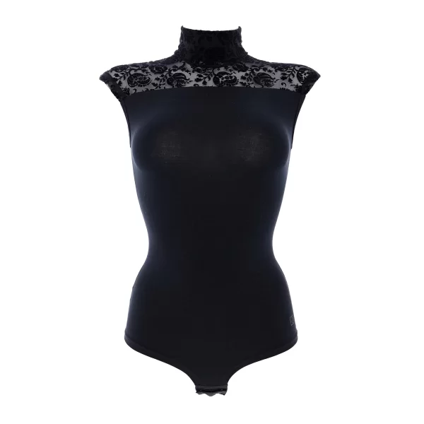 Γυναικείο Κορμάκι COTONELLA in&out με Διαφάνεια Μαύρο