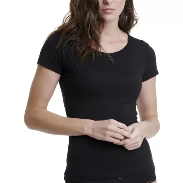 Γυναικείο Φανελάκι Τοπ Walk Κοντό Μανίκι Μαύρο