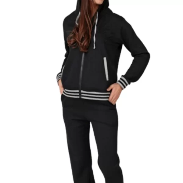 Γυναικεία Φόρμα Φούτερ Με Κουκούλα Μαύρο