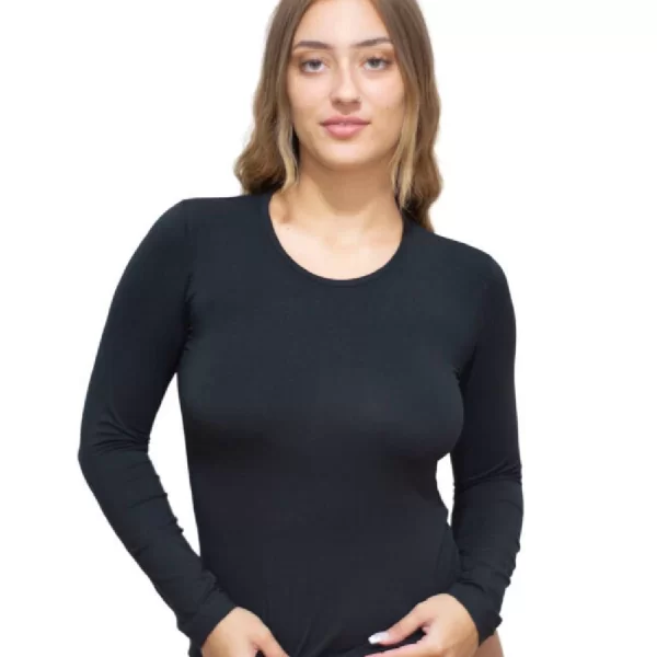 Γυναικείο Φανελάκι Τοπ Nina Club Μακρύ Μανίκι Μαύρο