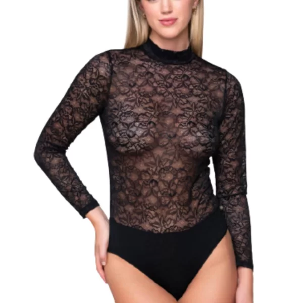 Γυναικείο Κορμάκι Luna Zιβάγκο Με Δαντέλα Μαύρο