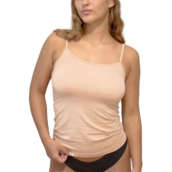 Γυναικείο Φανελάκι Τοπ Nina Club Με Λεπτή Τιράντα Μπεζ
