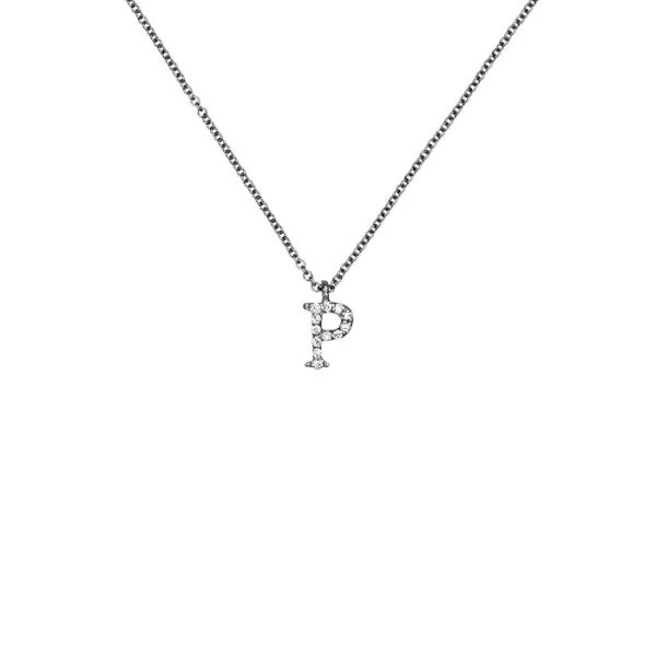 Μενταγιόν Μονόγραμμα Ρ με Διαμάντια Λευκόχρυσος Κ18 - 10014Ρ