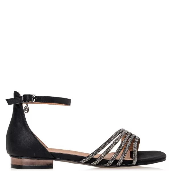 CRYSTAL EMBELLISHED FLAT SANDALS