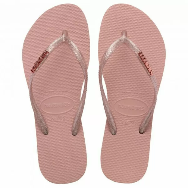 HAVAIANAS SLIM LOGO METALLIC CROCUS 4119875 9458 ROSE/APRICOT RED