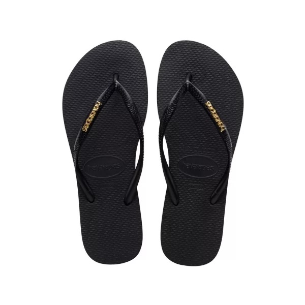 HAVAIANAS SLIM LOGO METALLIC 4119875 1924 BLACK/GOLD