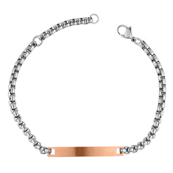 Βραχιόλι-ταυτότητα από ανοξείδωτο ροζ ατσάλι