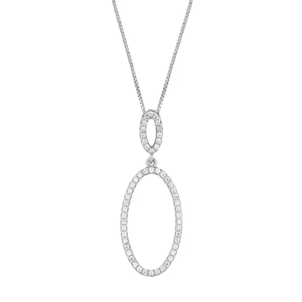 Κολιέ από ασήμι 925° Οβάλ με ζιρκόνια