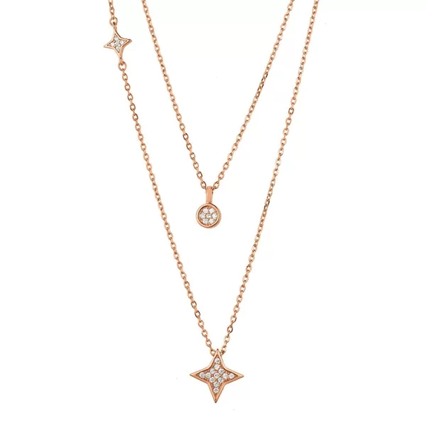 Κολιέ Αστέρια από ροζ ασήμι 925°
