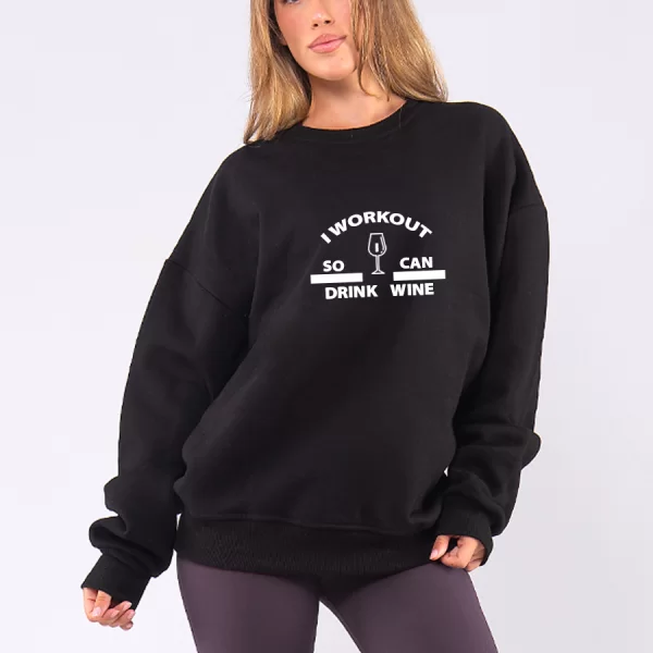C1087 | I Drink Wine - Crewneck Μαύρο C1087