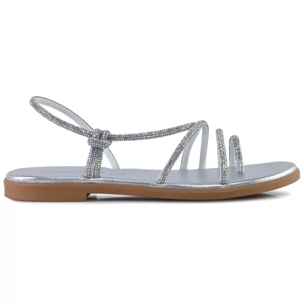 Δερμάτινο ασημί σανδάλι Lady 32