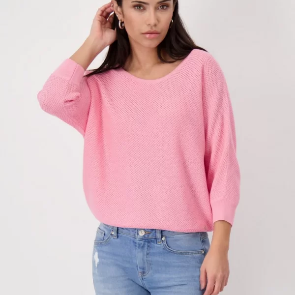 Monari Πουλόβερ με Διάτρητο Σχέδιο σε Ροζ