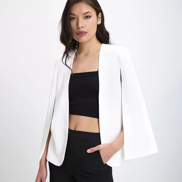 Γυναικείο Σακάκι στυλ Κάπας με Κοψίματα στα Μανίκια Regular Fit σε Λευκό