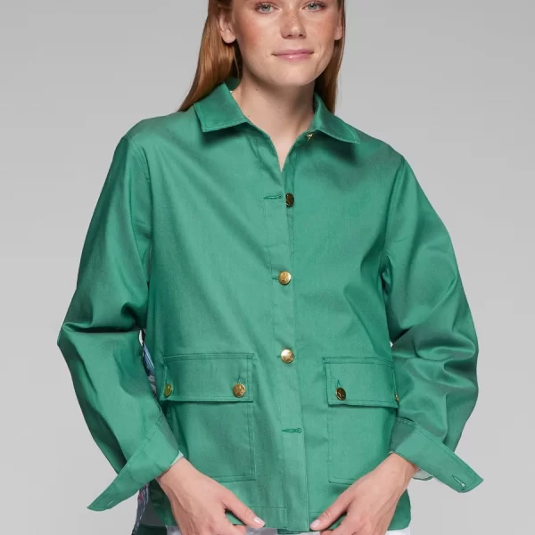 Vilagallo Γυναικείο Σακάκι Regular Fit Βαμβακερό Με Κεντημένα Λουλούδια