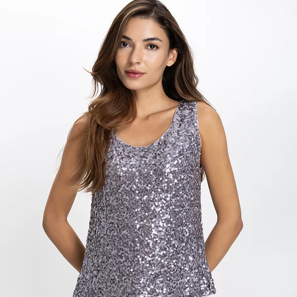 Penny Black Γυναικείο Τοπ Slim Fit Τούλι Με Παγιέτες