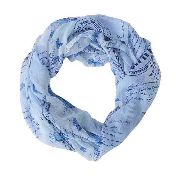 Γυναικείο Φουλάρι με Πεταλούδες σε Γαλάζιο Φόντο